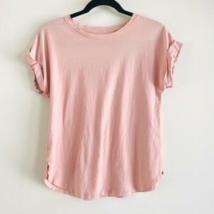 A New Day light pink cuffed tee shirttail hem size S